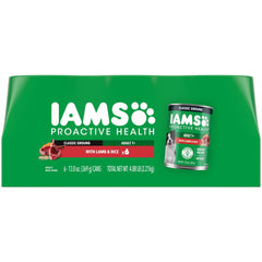 IAMS boîte Agneau & Riz face avant montrant le format 13 oz et l'appétence