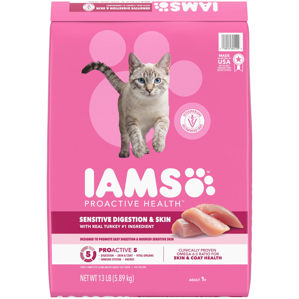 IAMS emballage avant dinde 13 lb montrant formulation et bénéfices