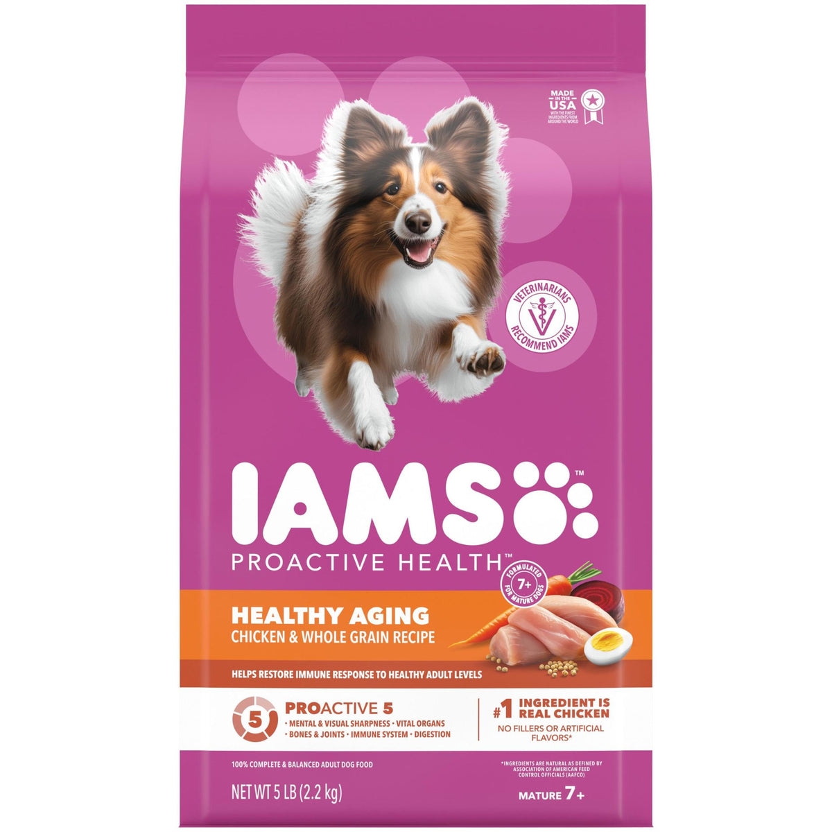 IAMS emballage avant montrant recette Healthy Aging pour confiance nutritionnelle