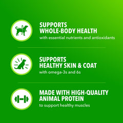 IAMS gros plan sur la texture des chunks avec viande d'agneau appétissante