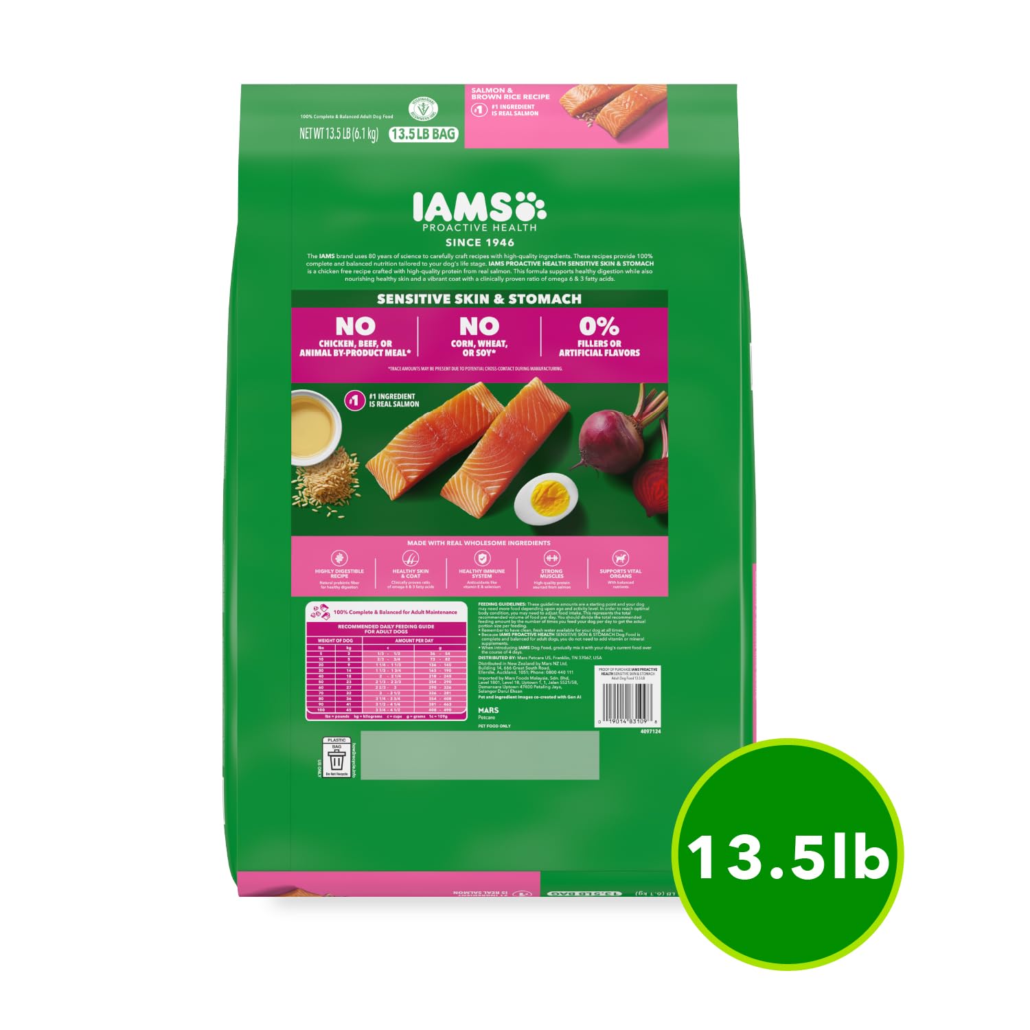 Image IAMS sac ouvert révélant granulés uniformes pour alimentation quotidienne
