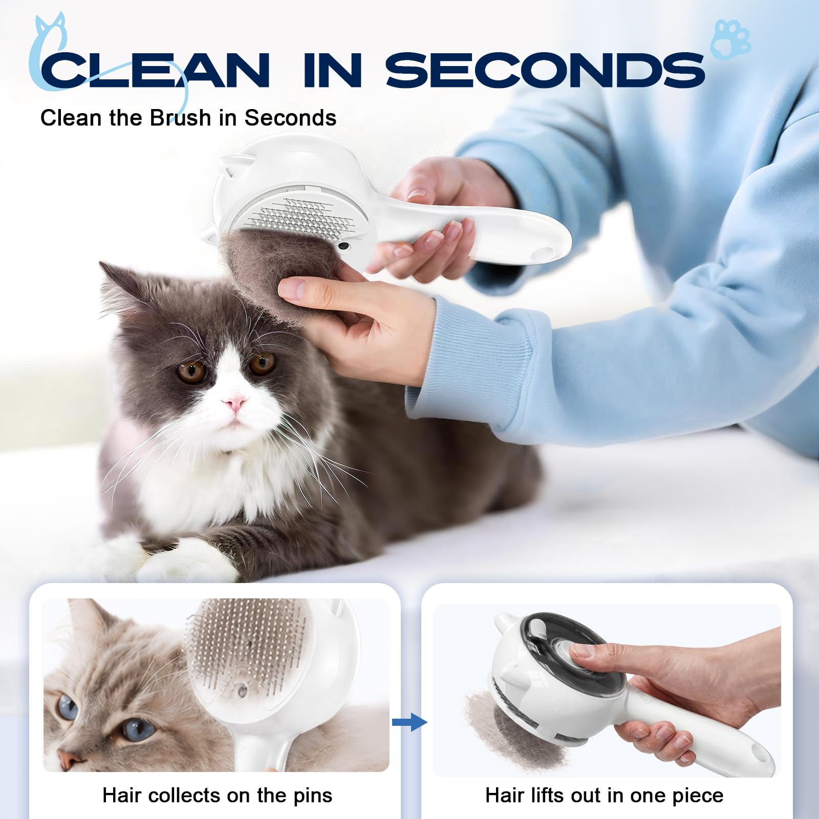 IAULF brosse en action sur chat toilettage calme et sans irritation