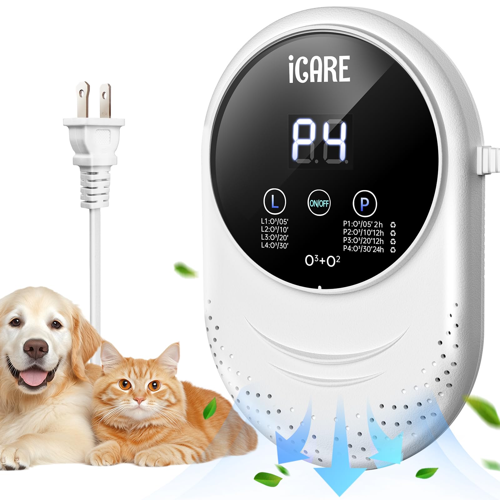 ICARE face avant de l'appareil montrant ventilation et prise, bénéfice neutralisation rapide