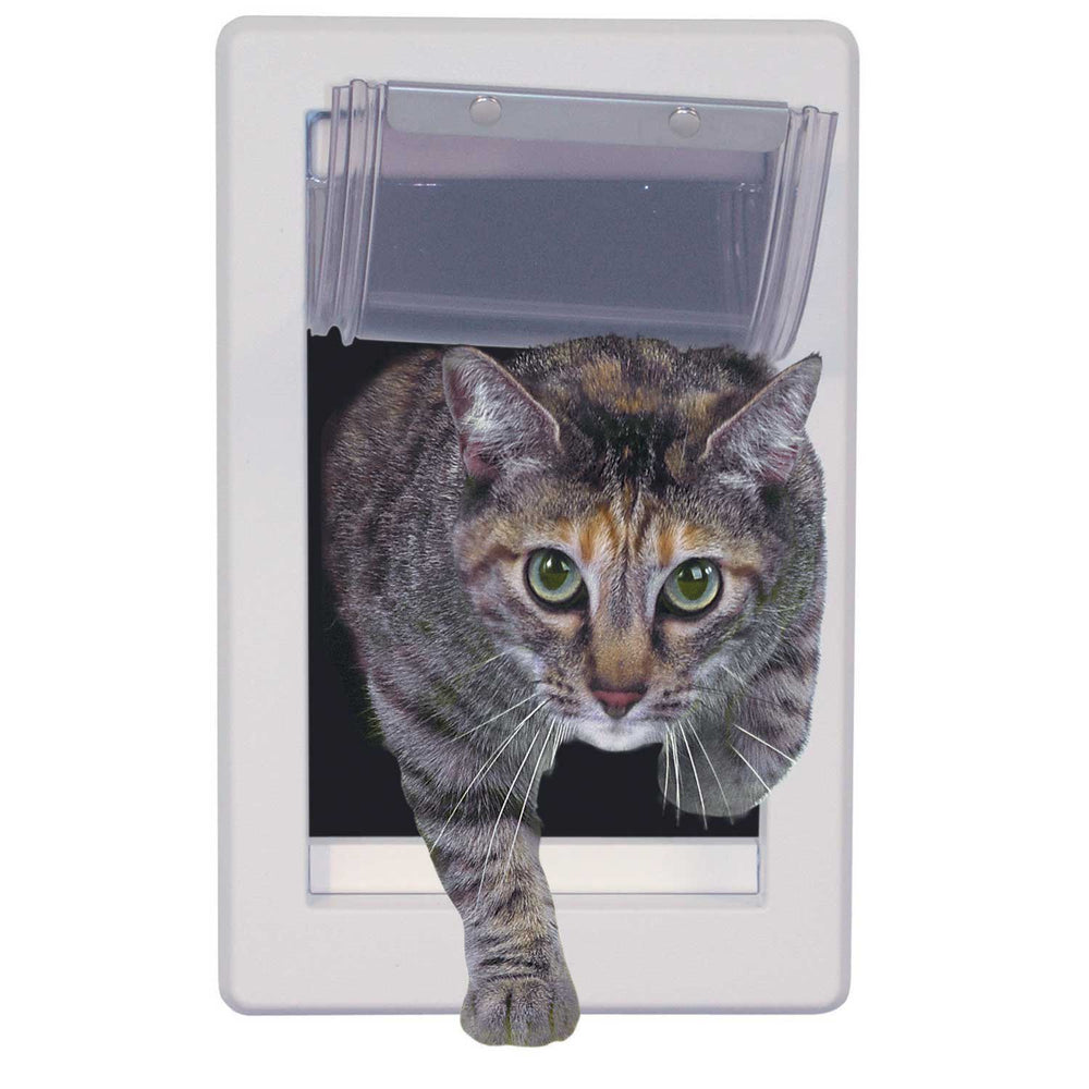 Ideal Pet Products chatière en situation avec chat entrant facilitant l'accès autonome