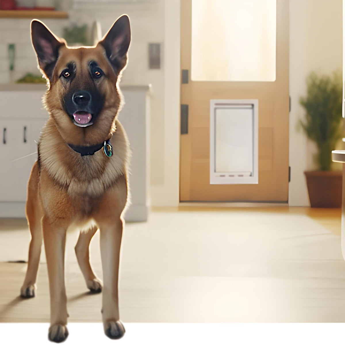 Ideal Pet Products chatière face avant montrant cadre télescopique et entretien facile