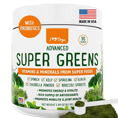 iHeartDogs emballage avant du Super Greens montrant composition pratique