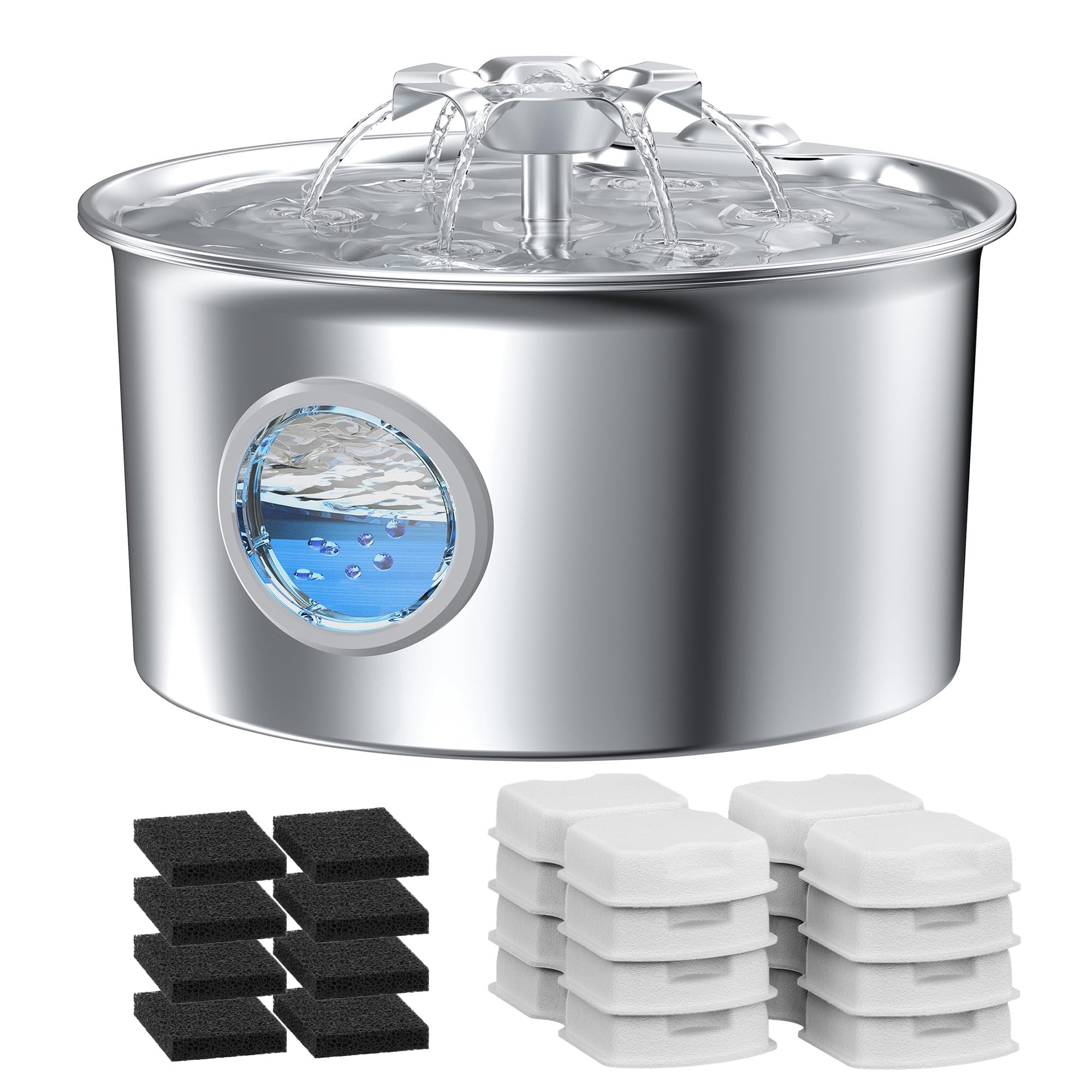 IHOUONE fontaine inox face avant montrant design durable et capacité