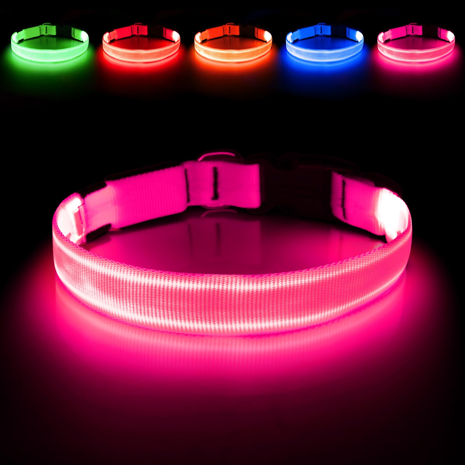Illumifun collier face avant rose montrant visibilité et sécurité