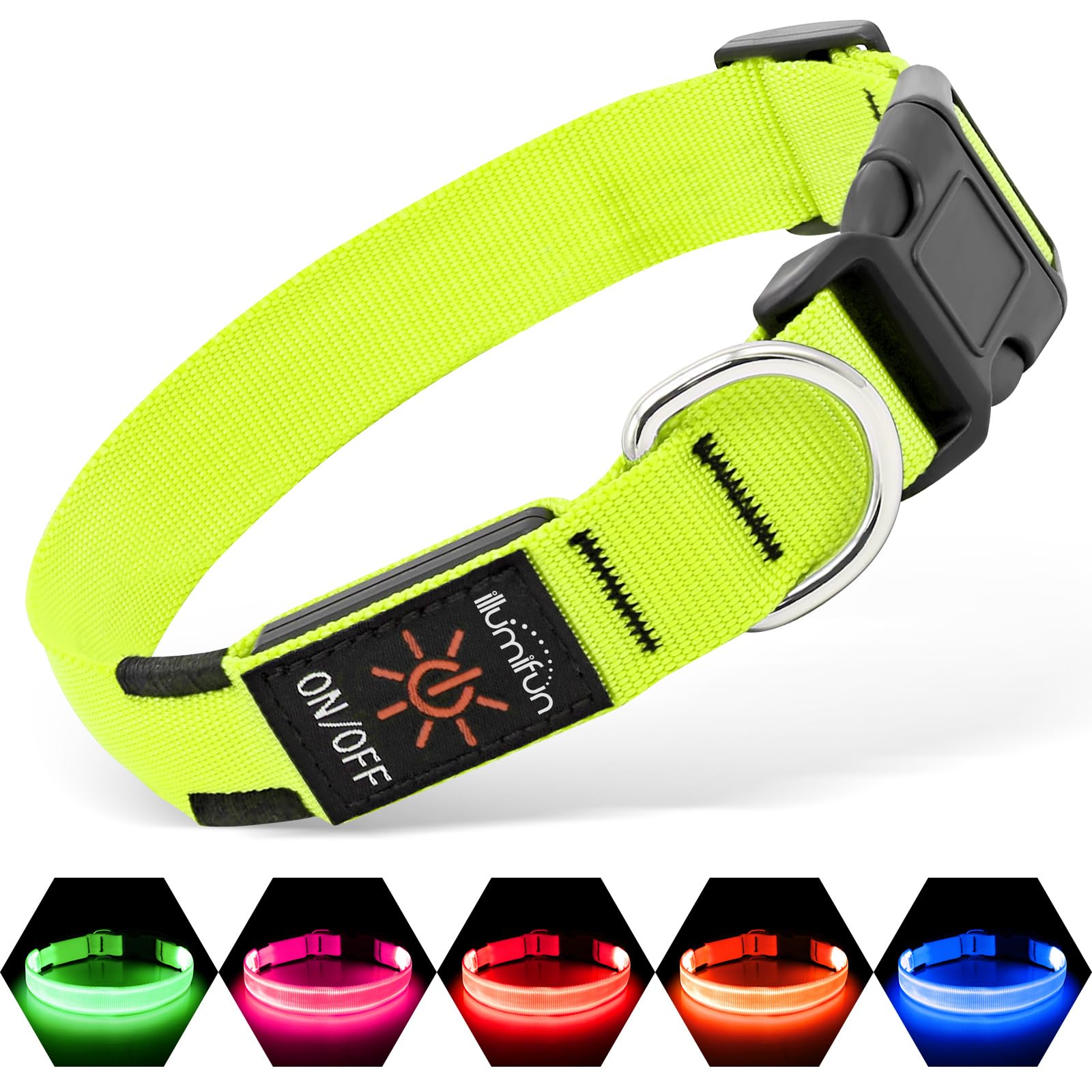 Illumifun collier LED face avant montrant visibilité accrue