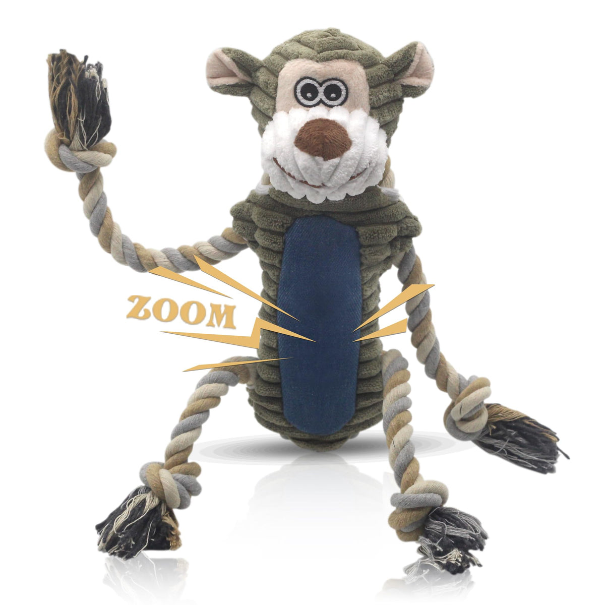 BUYPOW Jouet peluche singe pour chien — robuste, sifflet intégré, toutes tailles