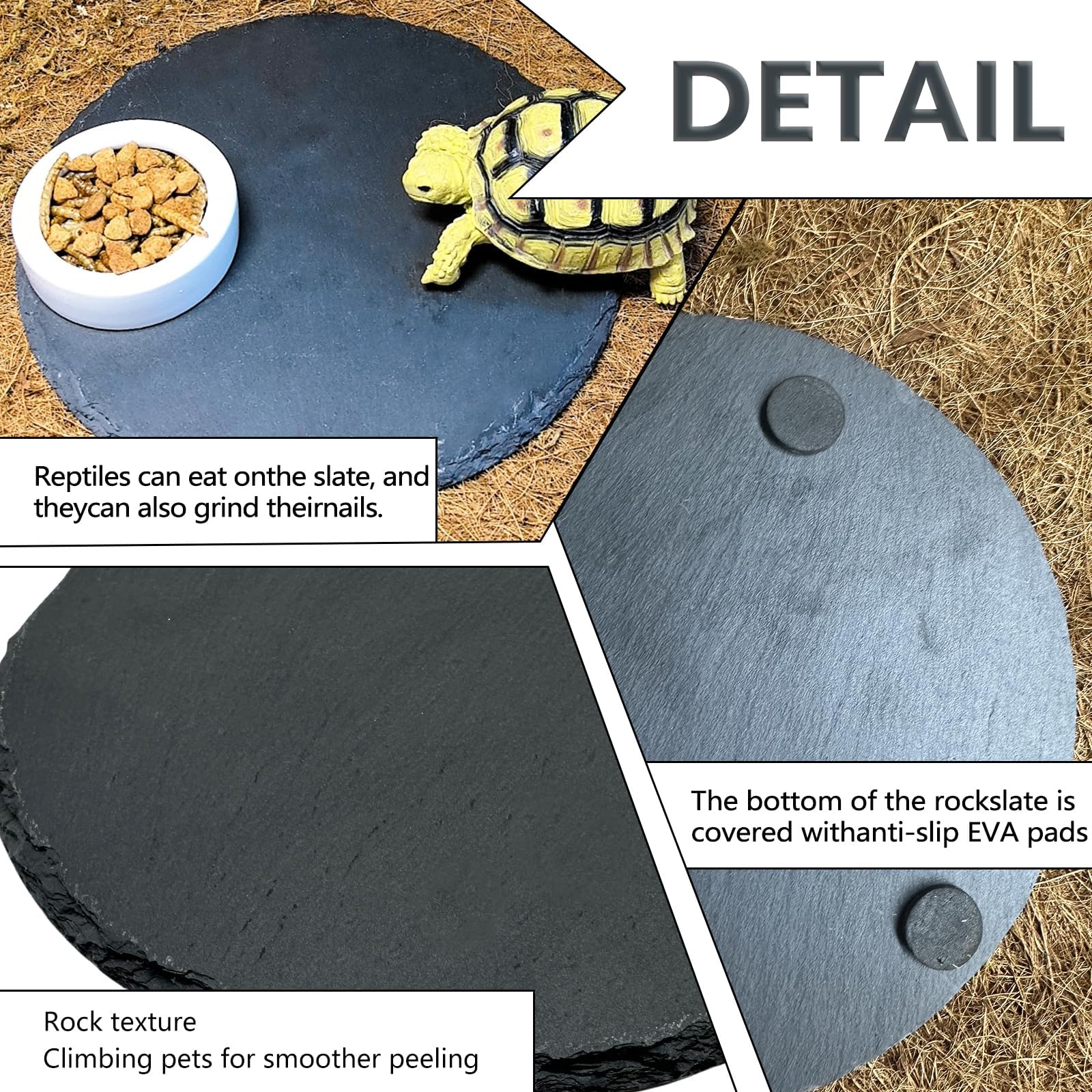 Tfwadmx plateau en pierre pour tortues et reptiles 7,8" – plaque chauffante, humidification lente et limage de griffes