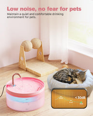 BEMOONY fontaine à eau pour chats Pink Cat 3,2 L — silencieuse, filtration tripartite