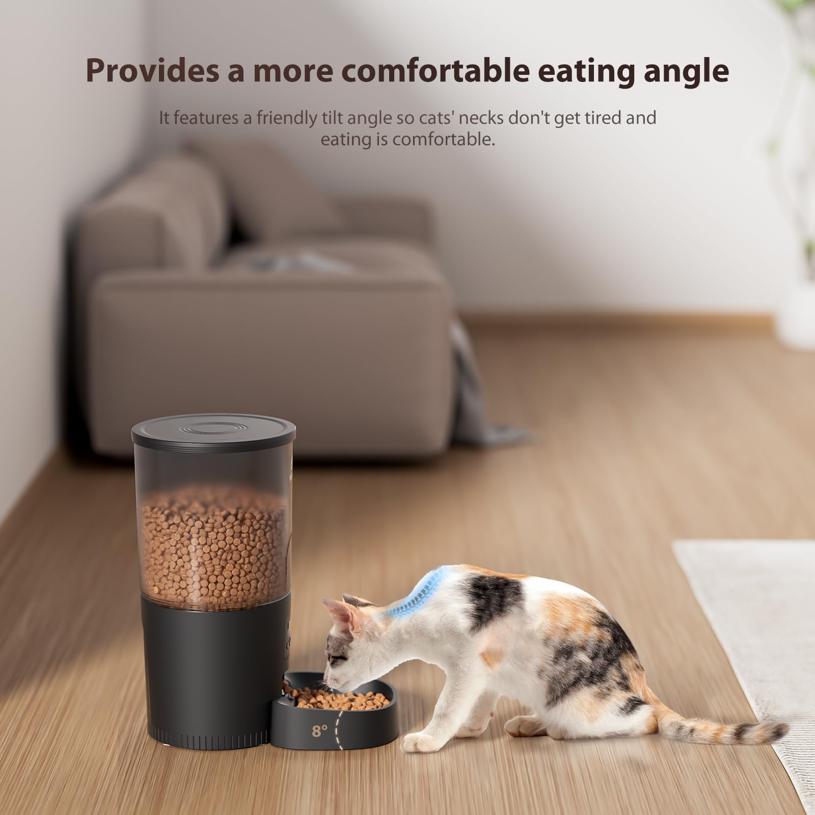 IMIPAW chat utilisant le distributeur montrant routine d'alimentation contrôlée