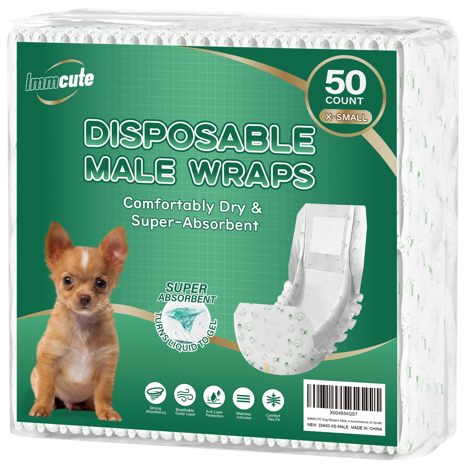 IMMCUTE culotte chiot vue avant pour protection et confort