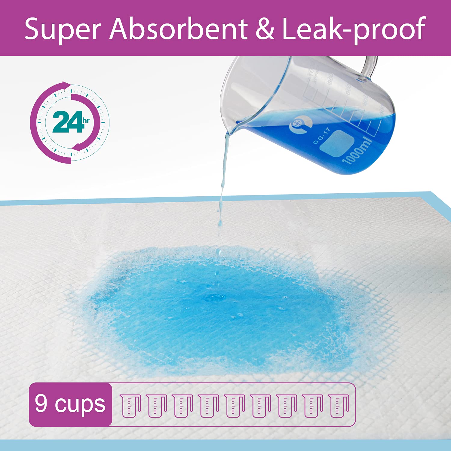 IMMCUTE vue aérienne du tapis XL montrant surface non-tissée, absorption rapide