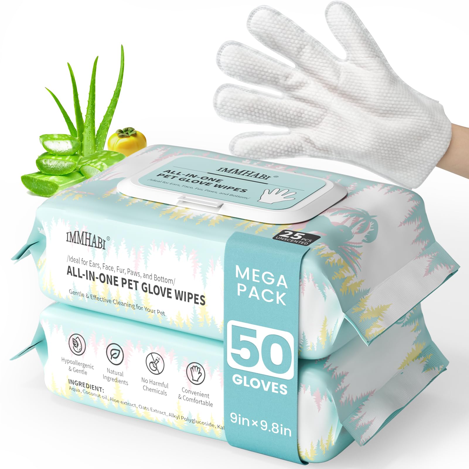 IMMHABI emballage avant montrant 50 lingettes et confort d'utilisation