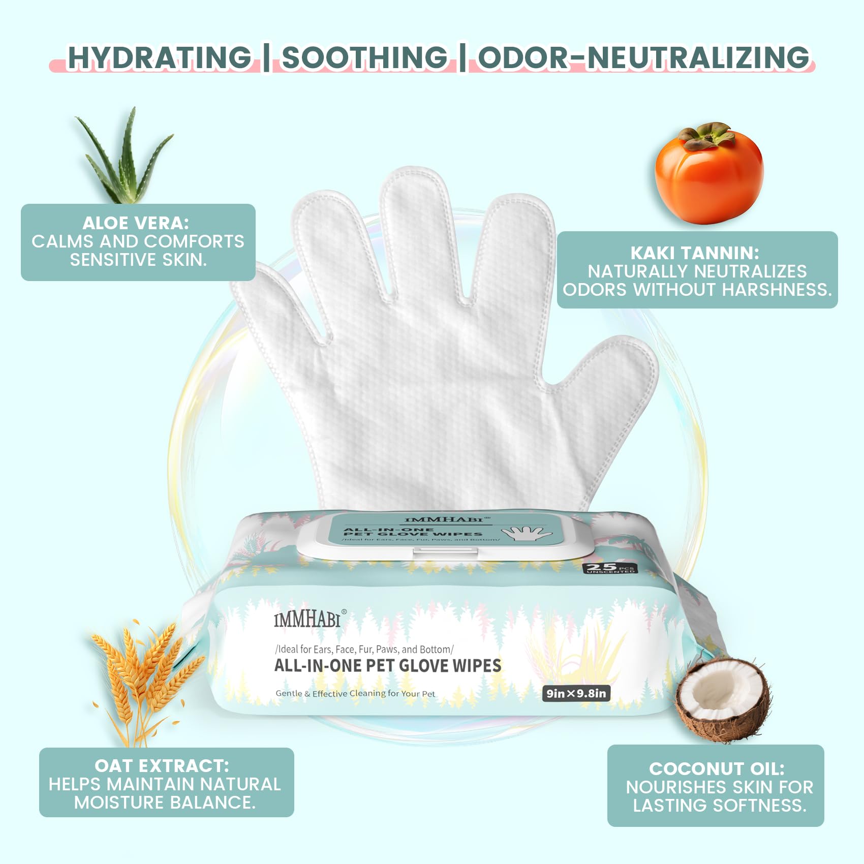 IMMHABI ingrédients naturels aloé vera et huile de coco pour pelage nourri