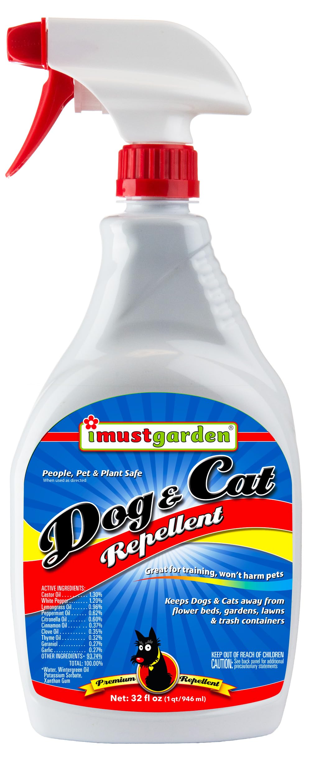 IMUSTGARDEN flacon avant montrant étiquette claire et format 32oz pour protection naturelle