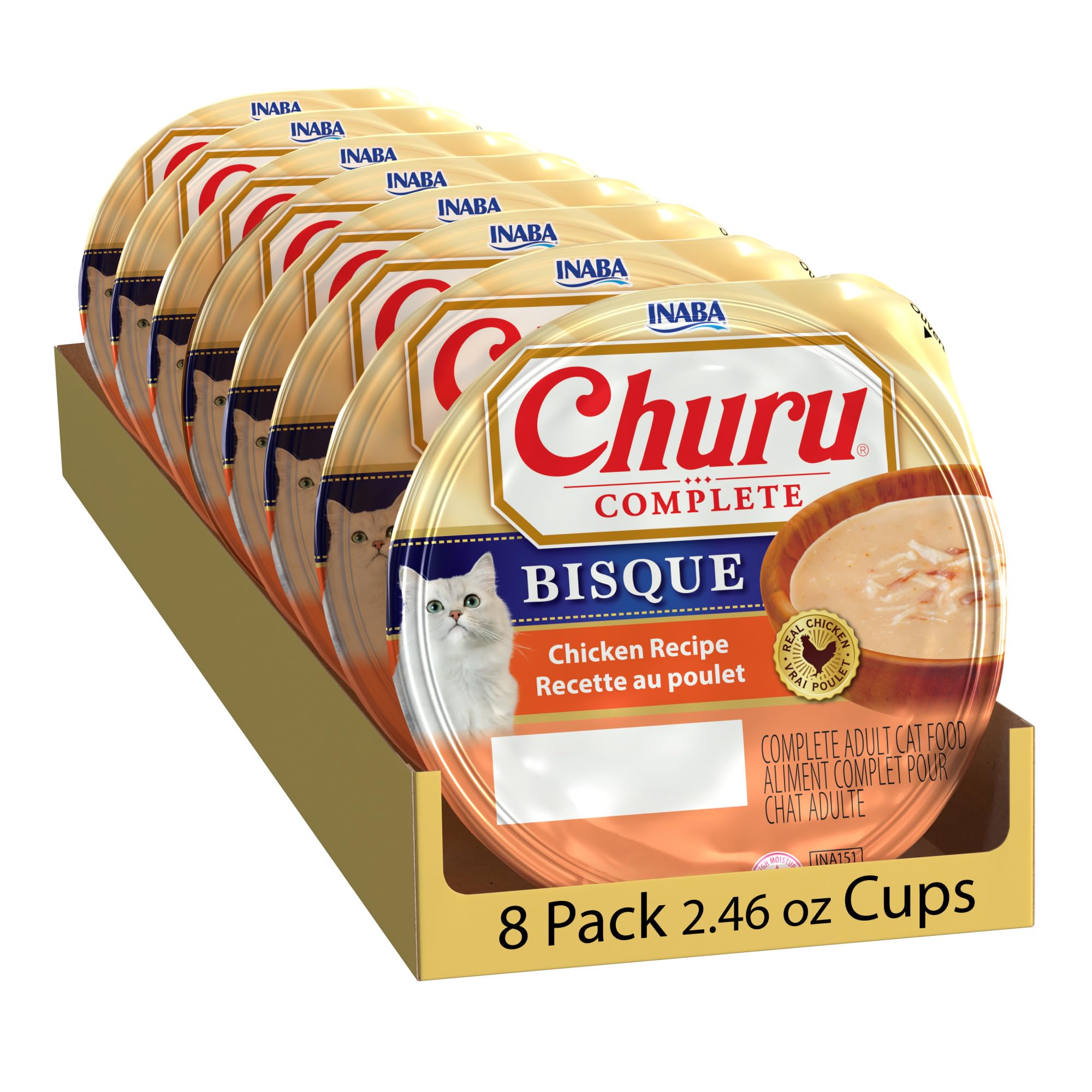 INABA Churu montrant l'emballage frontal et l'étiquette lisible, facilité d'usage
