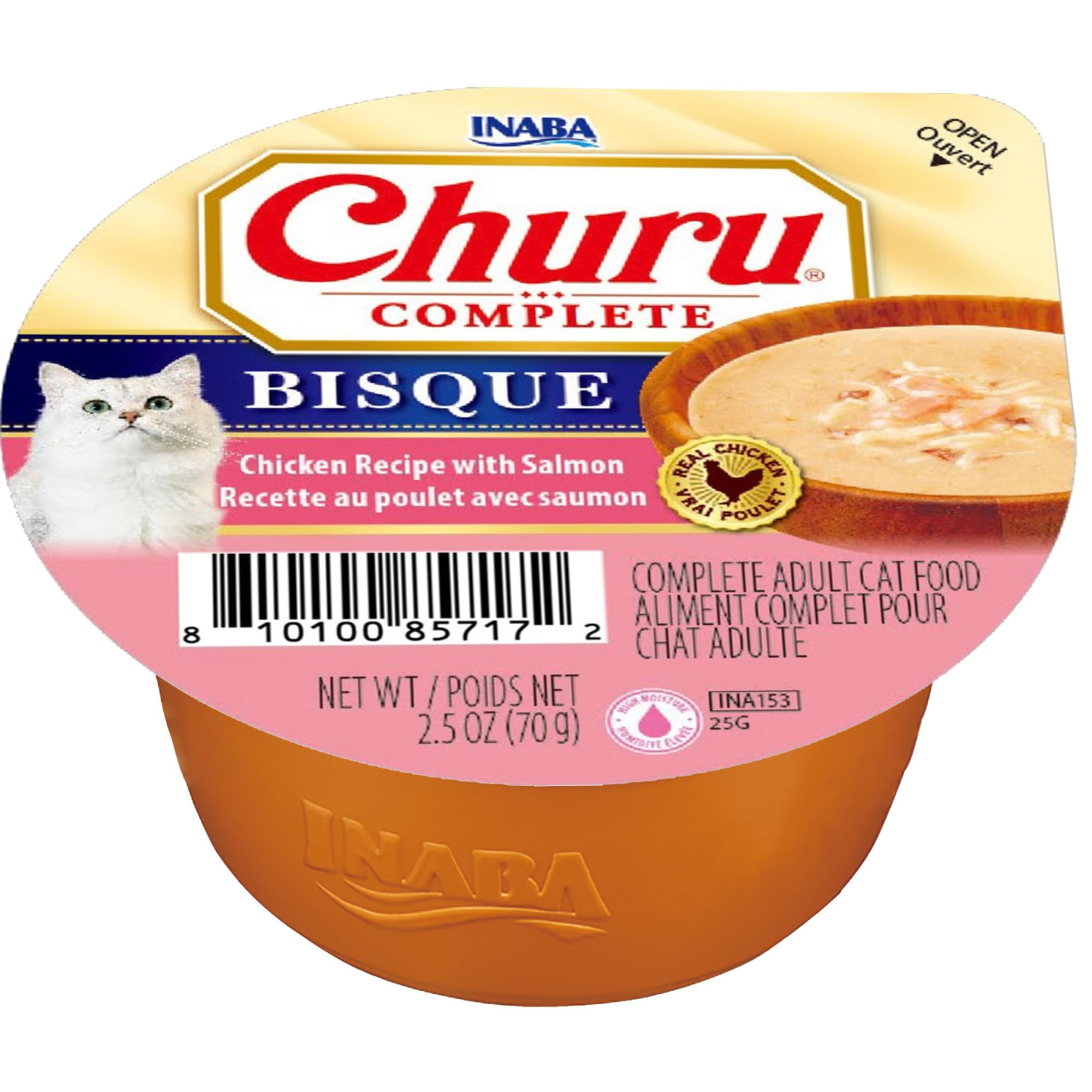 INABA cup versée dans une gamelle, hydrate et séduit le chat