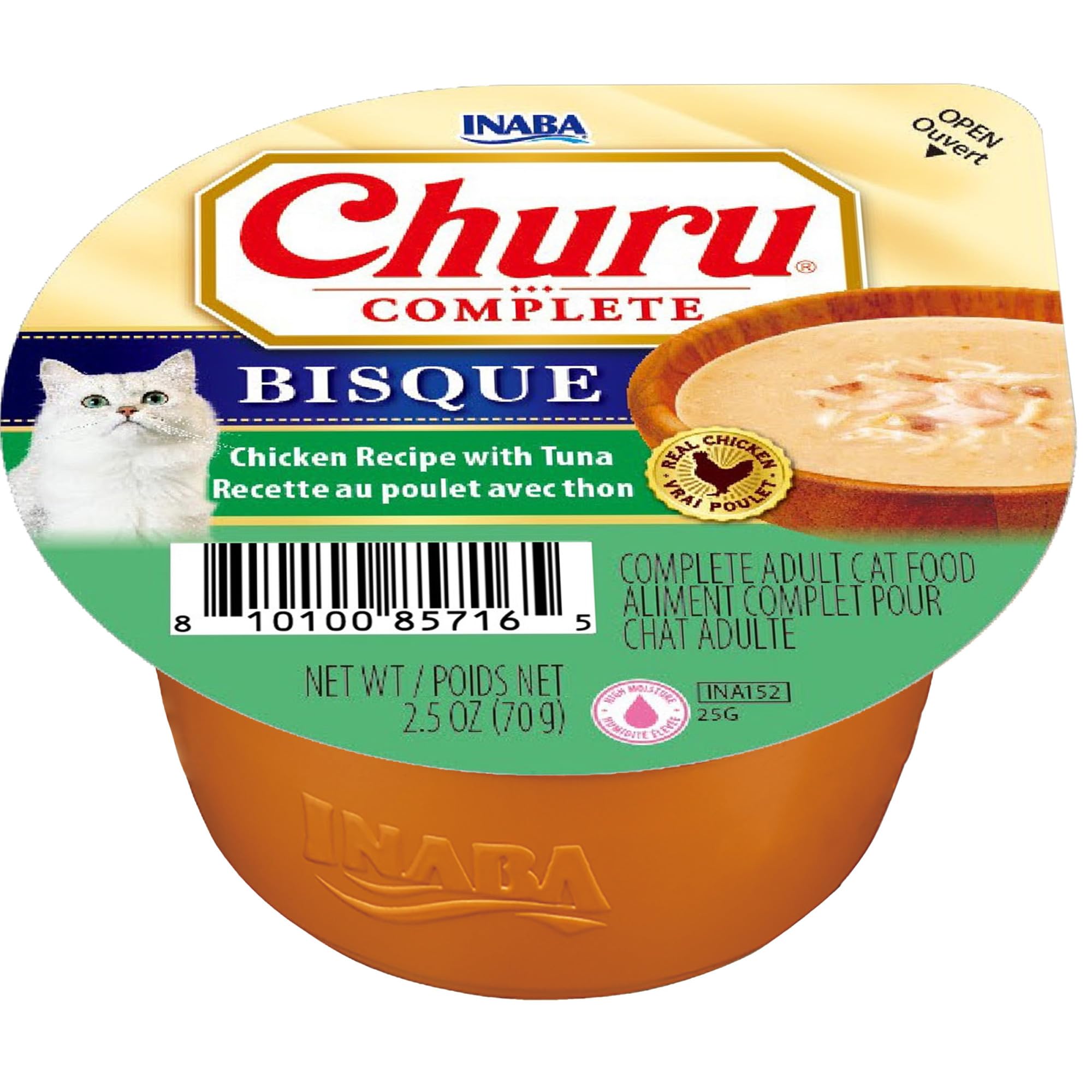 INABA Churu cup servie à un chat illustrant facilité et hydratation