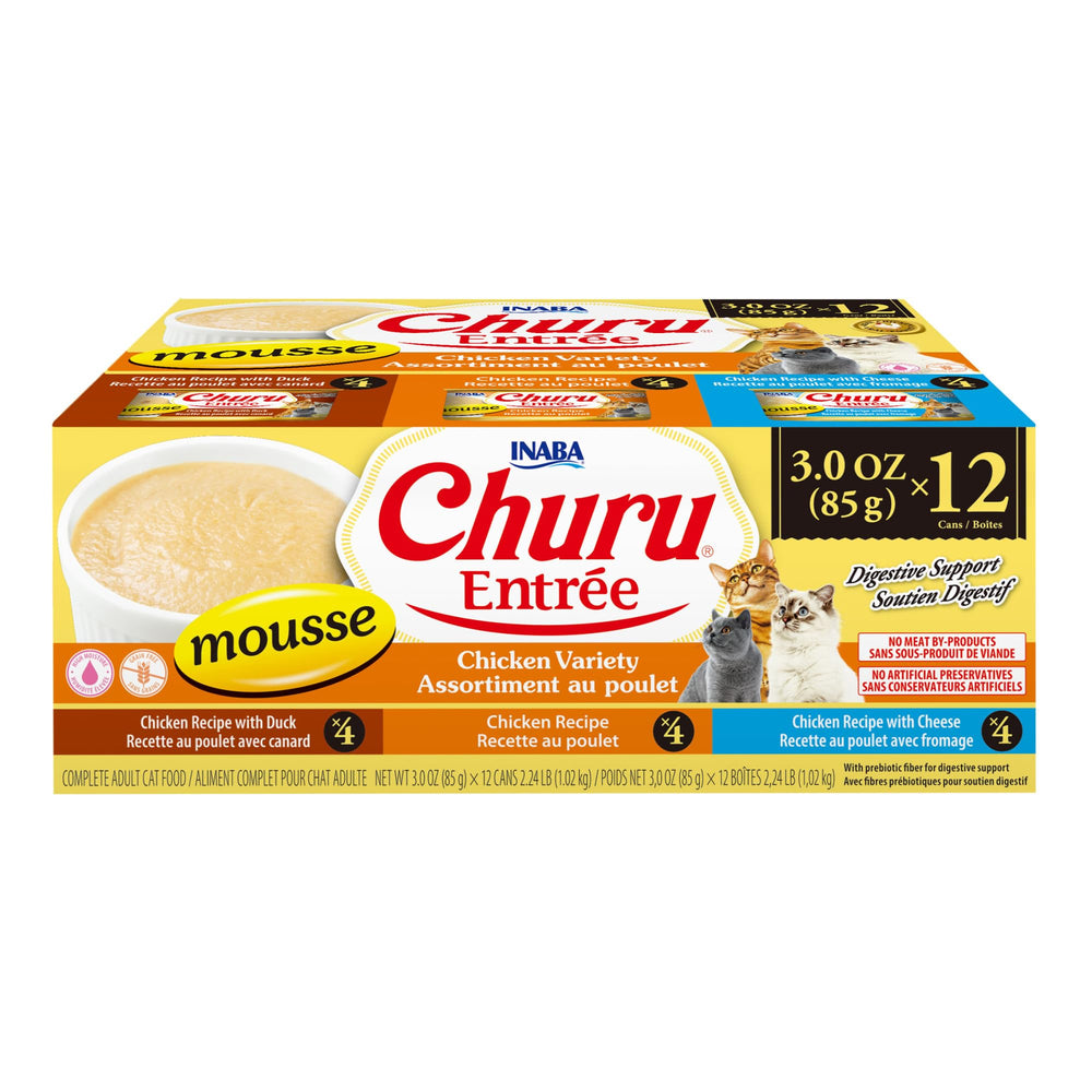 INABA Churu Entrée Mousse face de la boîte montrant le format pratique et apport hydrique