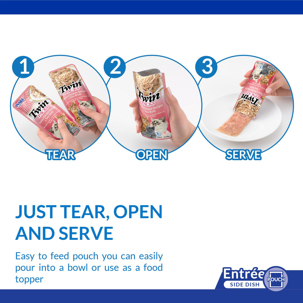 INABA sachets ouverts montrant portions individuelles faciles à servir