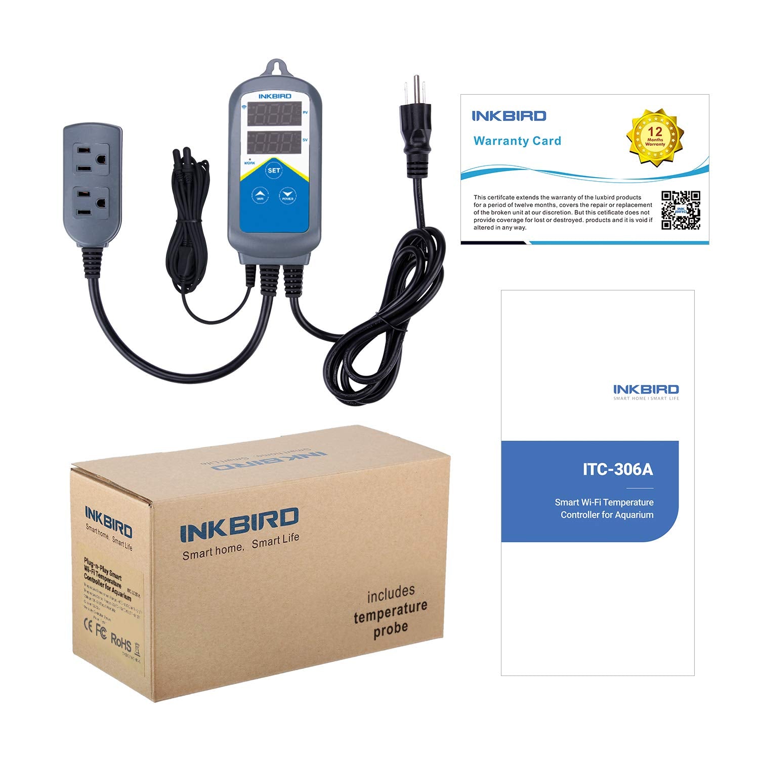 Inkbird ITC-306A installé sur un aquarium en situation, surveillance Wi-Fi et tranquillité