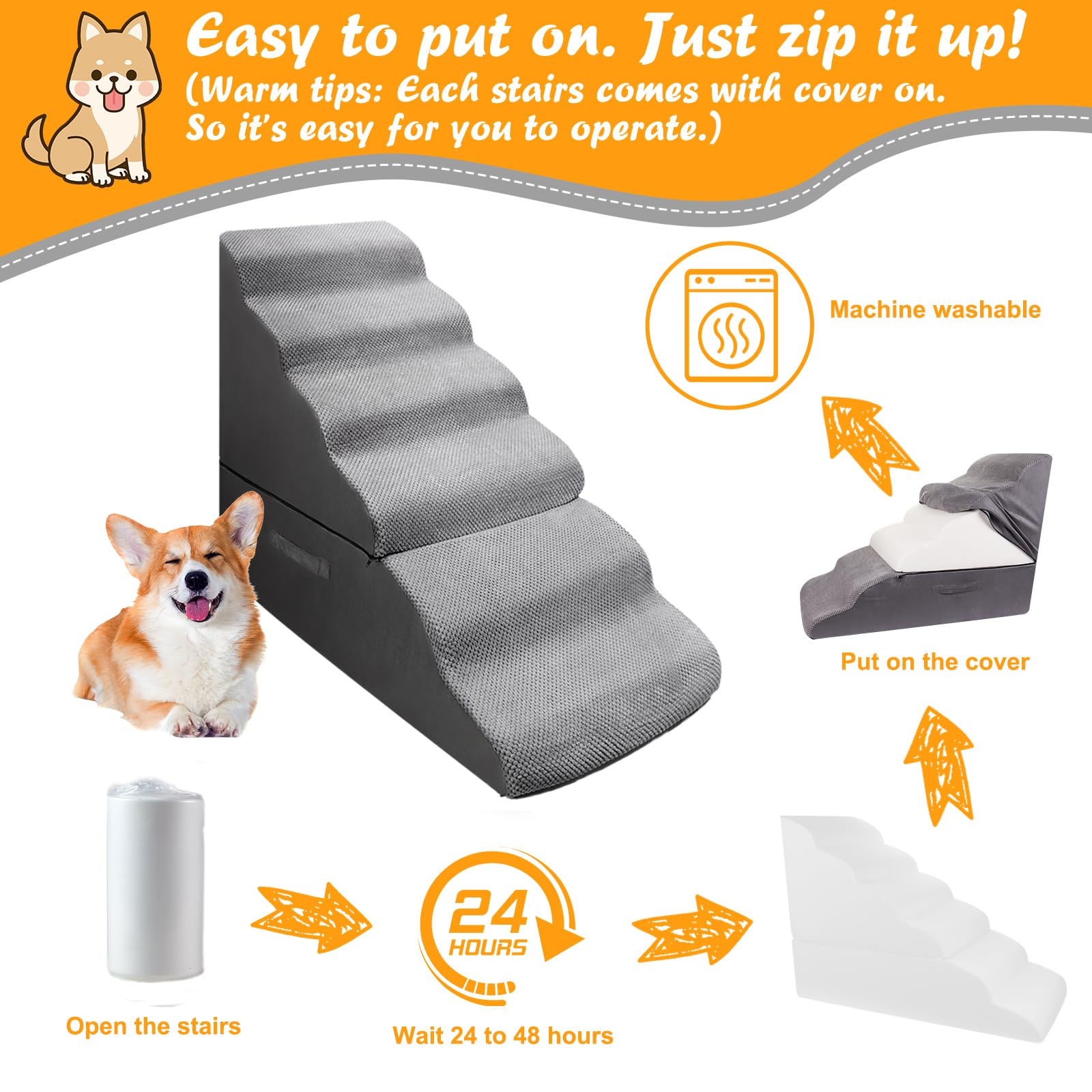 INRLKIT chien utilise marches pour monter lit en toute sécurité