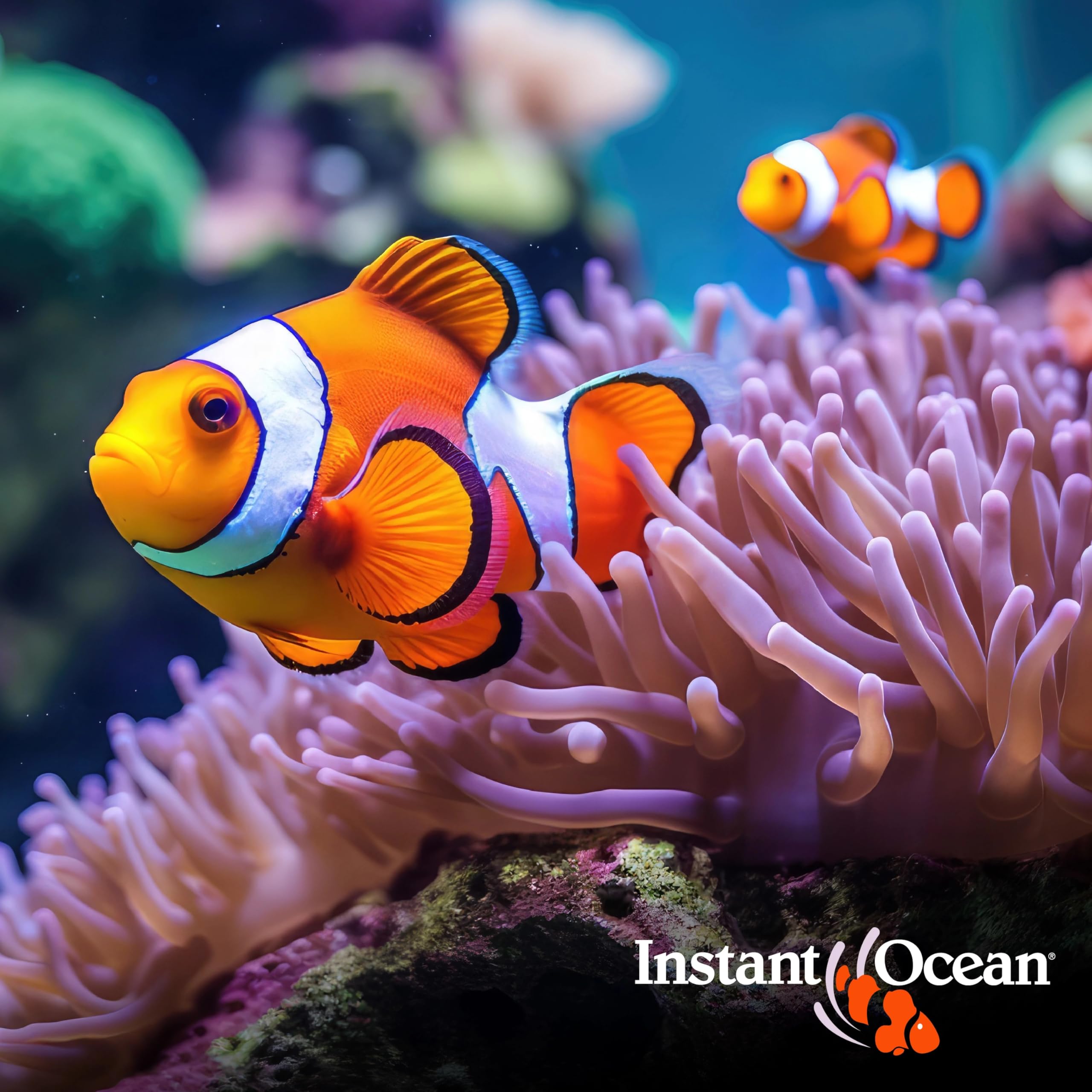 Instant Ocean aquarium marin établi montrant eau limpide et santé