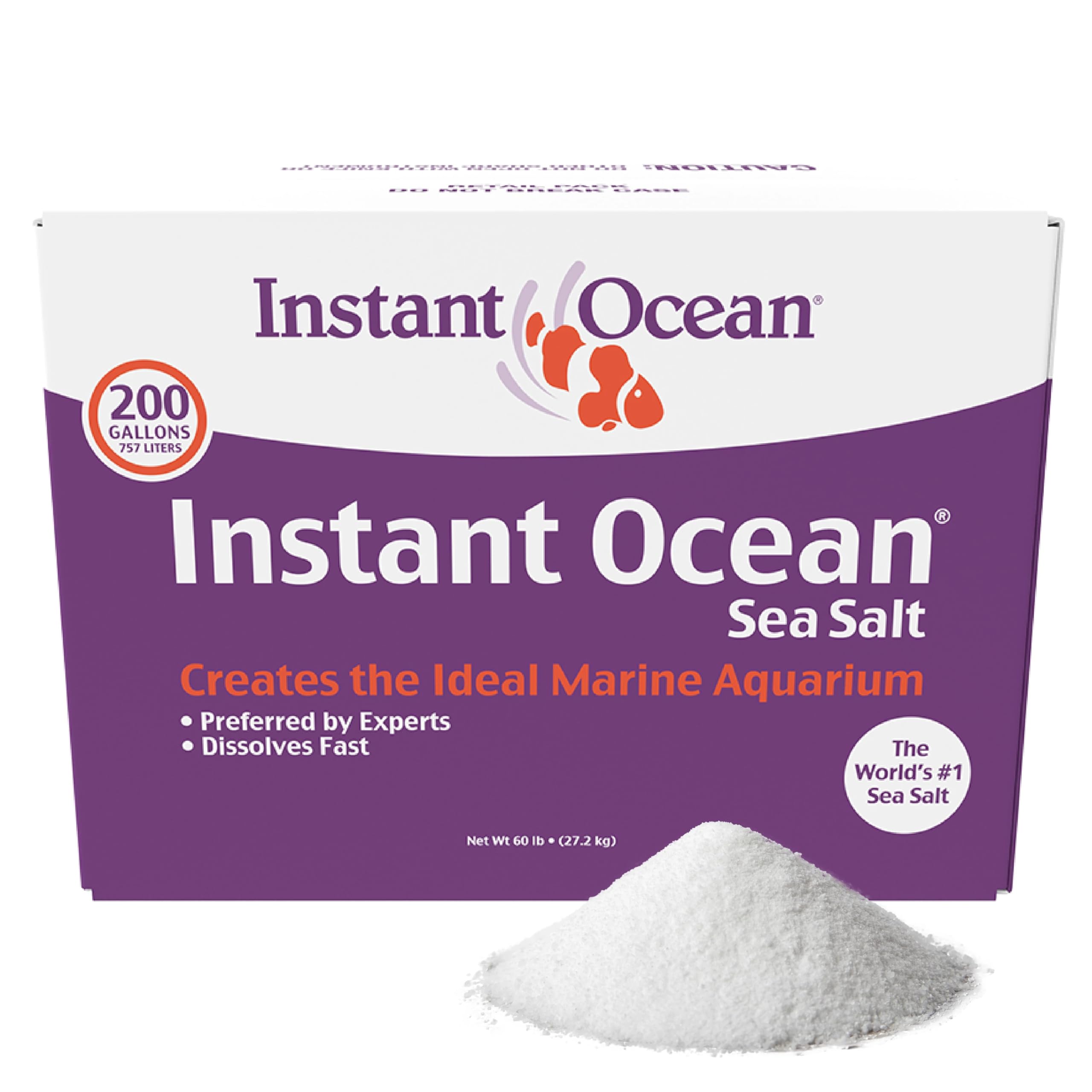 Instant Ocean solution saline claire dans seau prête à être utilisée