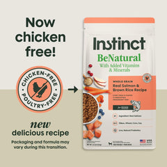 Instinct vue arrière de l'emballage avec étiquette nutritionnelle claire et utile