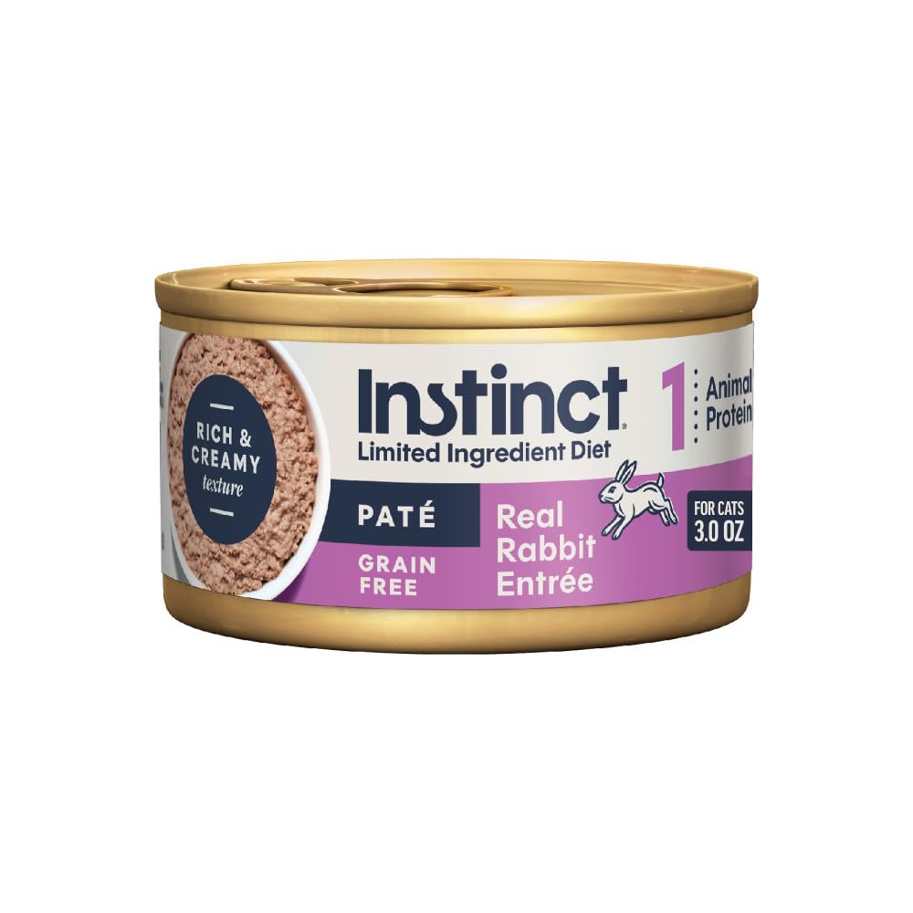 Instinct pâté lapin face de la boîte montrant l'étiquette bénéfice simplicité