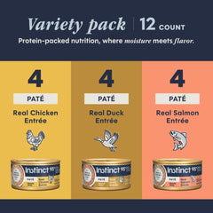 Instinct poulet et canard ouverts montrant viande réelle et consistance riche