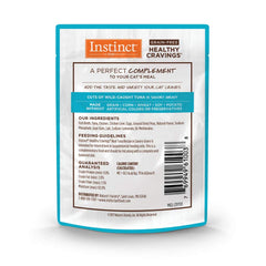 Instinct sachet ouvert avec morceaux de thon en sauce, apporte appétence