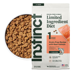 Instinct sac avant saumon montrant le design et avantage nutritionnel