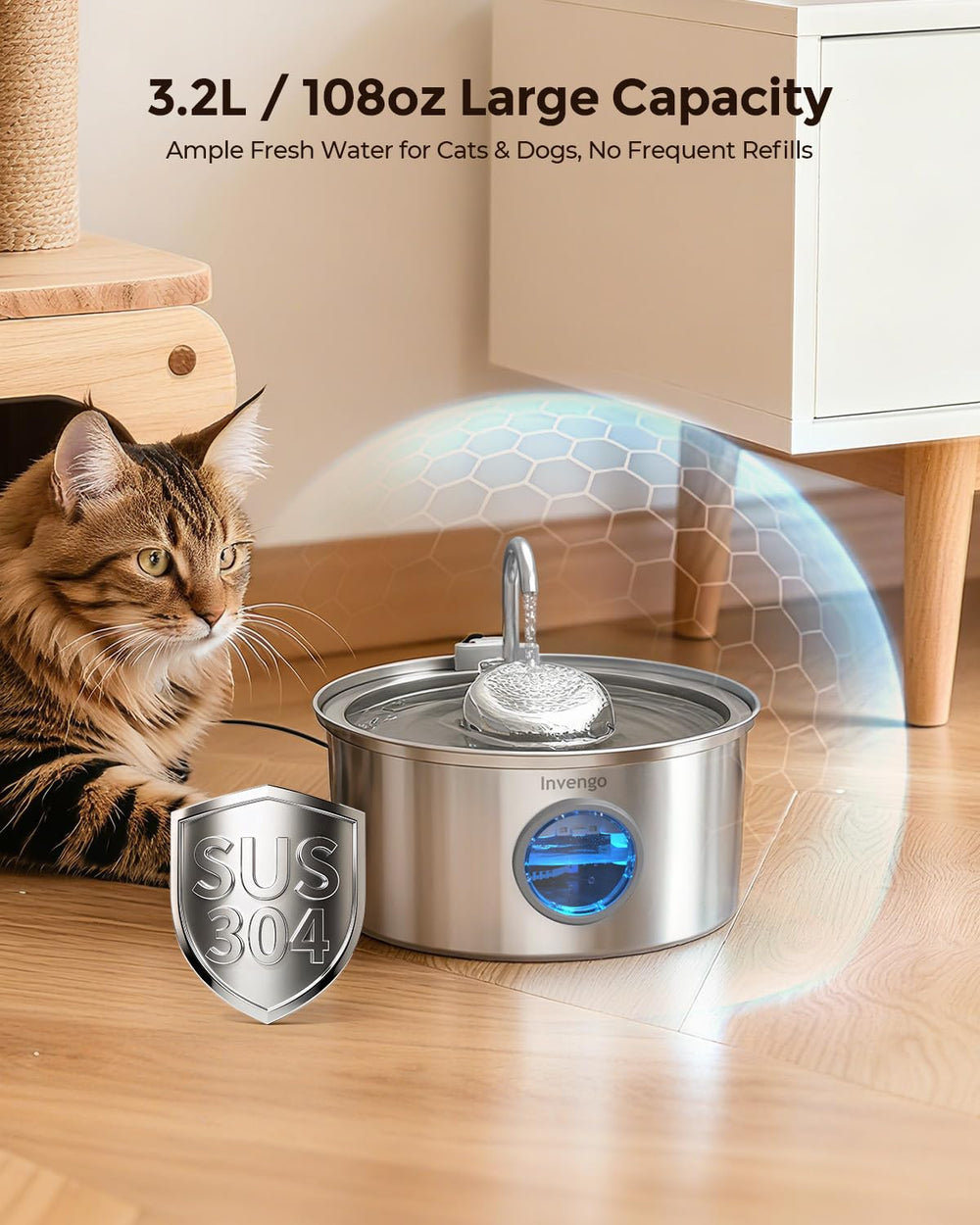 Invengo gros plan acier inox 304 assurant surface hygiénique durable