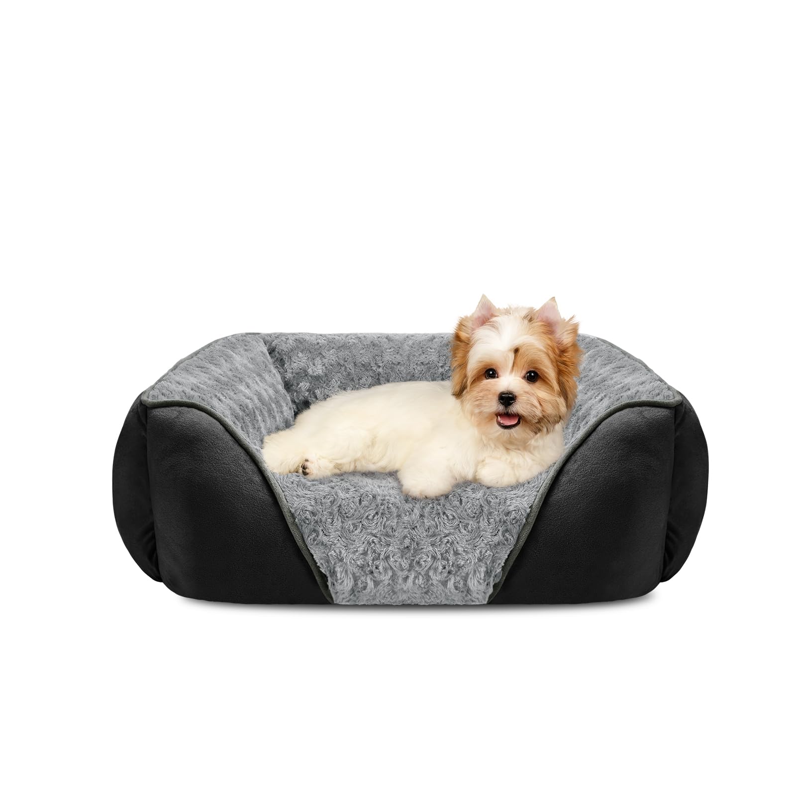 INVENHO panier rectangulaire vu de face, confort et soutien pour petit chien
