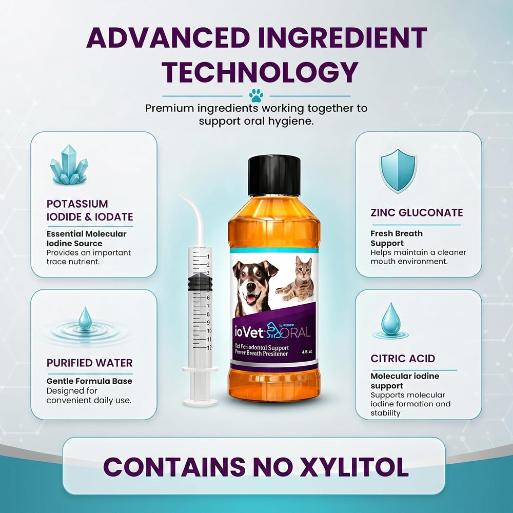 ioVet additif dans bol d'eau montrant usage quotidien pratique