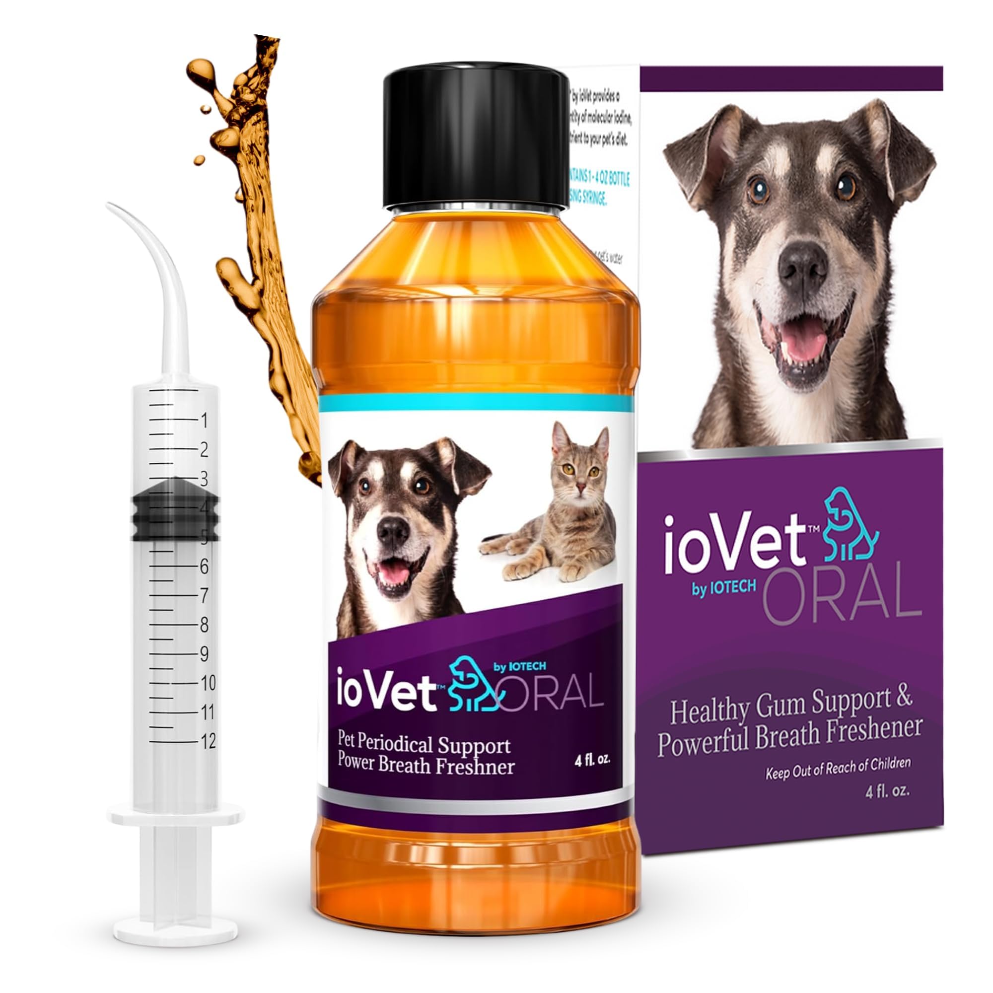 ioVet emballage avant montrant le produit et avantages visibles