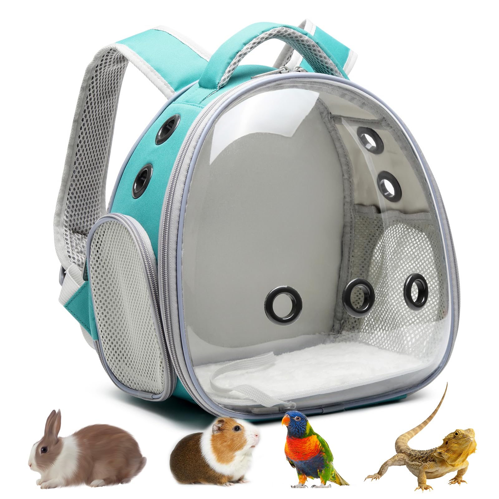 ioview vue de face du sac à dos vert montrant la bulle et la porte, sécurité et visibilité