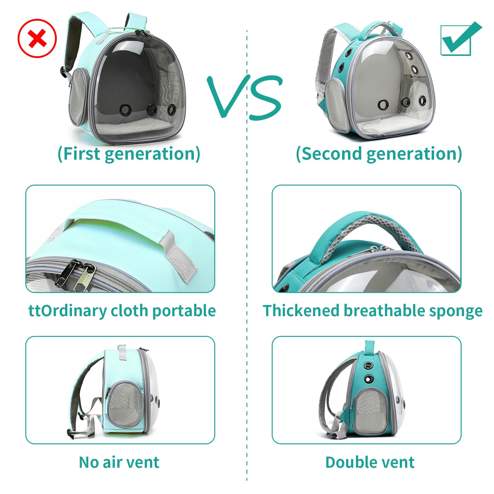 ioview intérieur du sac avec petit rongeur, confort et espace de mouvement visibles