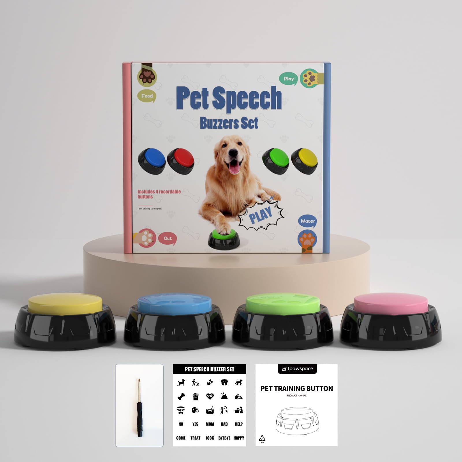 ipawspace bouton à côté d'une patte pour comparaison taille et repères