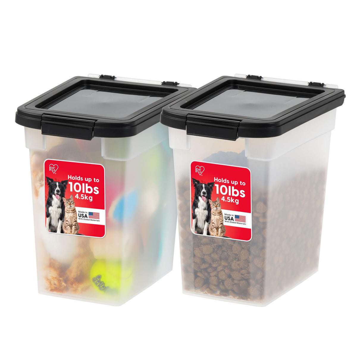 IRIS USA vue avant du pack de deux boîtes, gain de rangement organisé