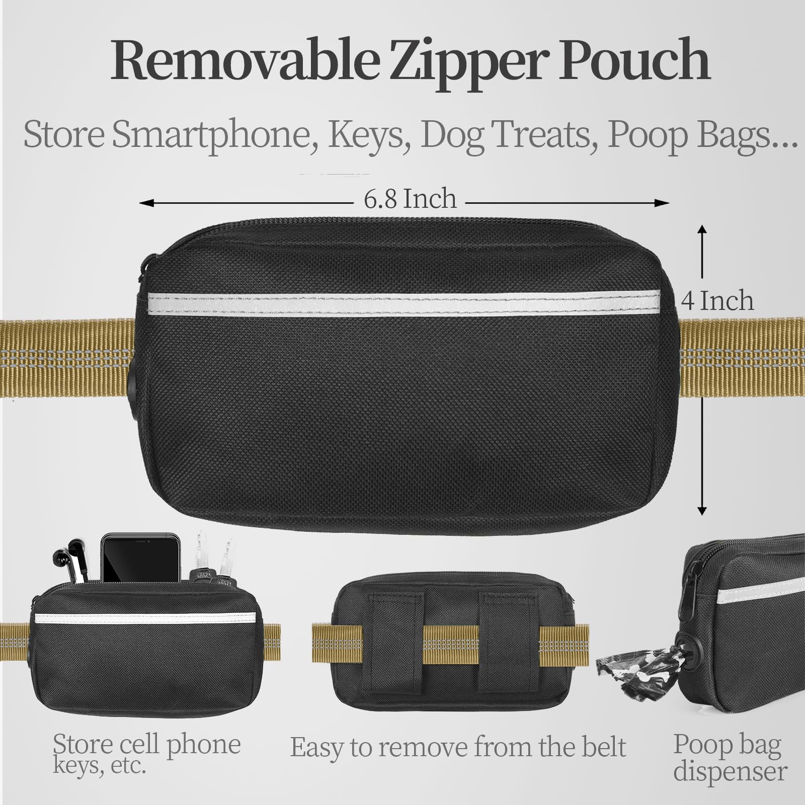 iYoShop pochette zippée détachable ouverte avec smartphone et clés, sécurité et accès rapide