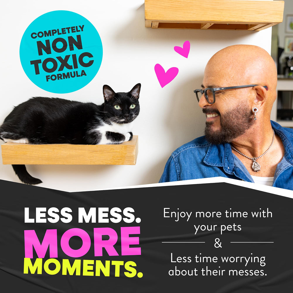 Jackson Galaxy étiquette zoom montrant informations produit et sécurité non toxique