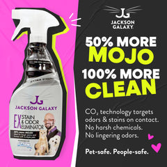 Jackson Galaxy étiquette détail indiquant formule CO₂ et instructions claires