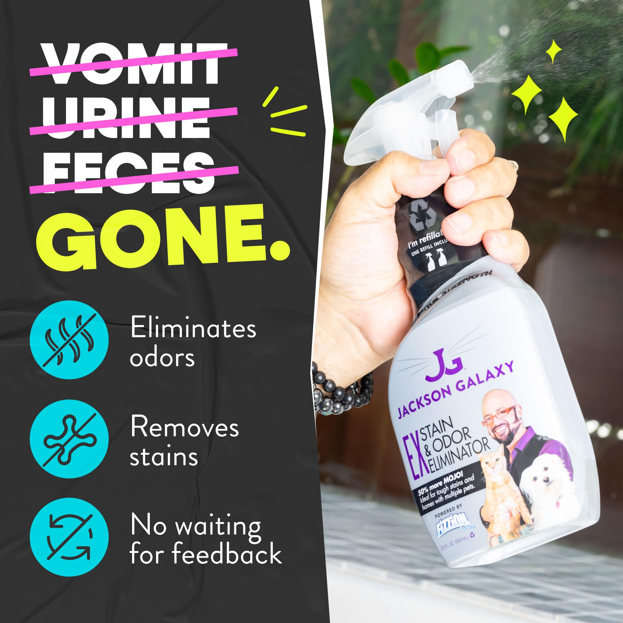 Jackson Galaxy application sur carrelage nettoyant taches d'urine efficacement
