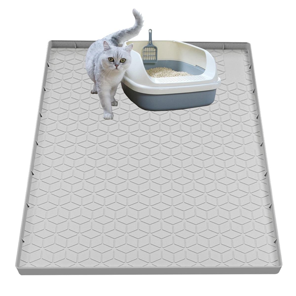 Jacooxi tapis litière face avant montrant large surface et capture de litière