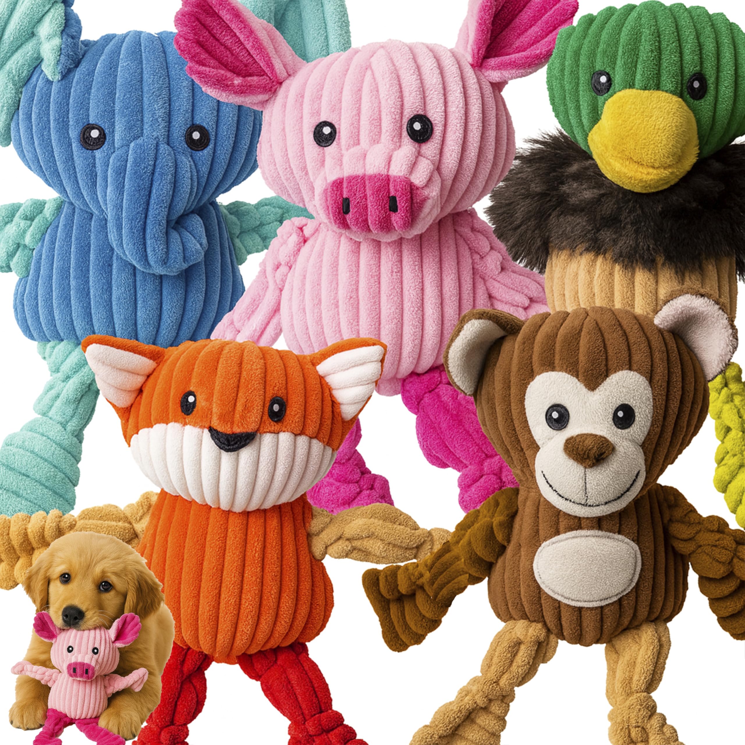 Jalousie packshot cinq jouets peluche pour variation ludique